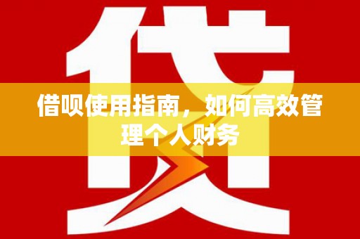 昌都借呗使用指南，如何高效管理个人财务