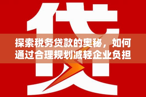 昌都探索税务贷款的奥秘，如何通过合理规划减轻企业负担