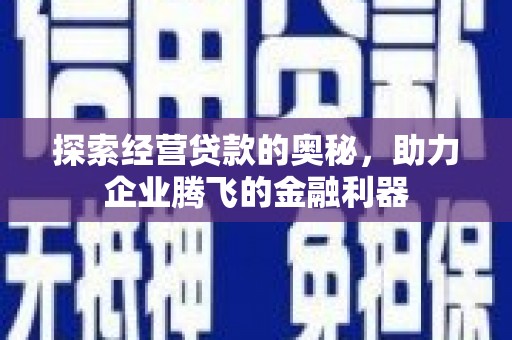 昌都探索经营贷款的奥秘，助力企业腾飞的金融利器
