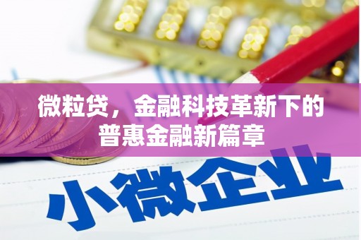 昌都微粒贷，金融科技革新下的普惠金融新篇章