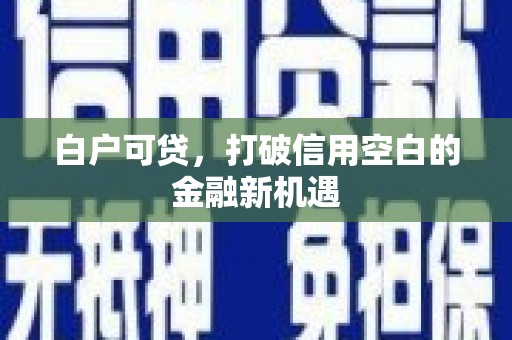 昌都白户可贷，打破信用空白的金融新机遇