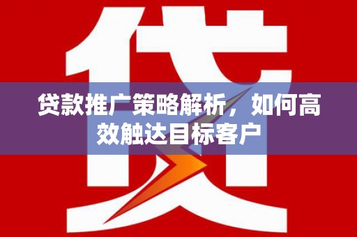 昌都贷款推广策略解析，如何高效触达目标客户