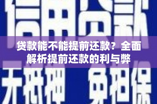 昌都贷款能不能提前还款？全面解析提前还款的利与弊