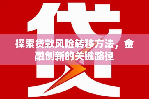 昌都探索贷款风险转移方法，金融创新的关键路径