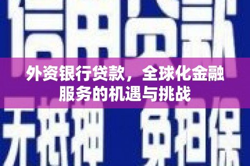 昌都外资银行贷款，全球化金融服务的机遇与挑战